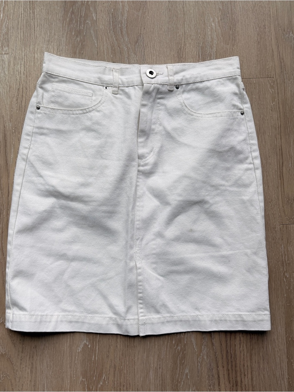 Warehouse cream denim skirt